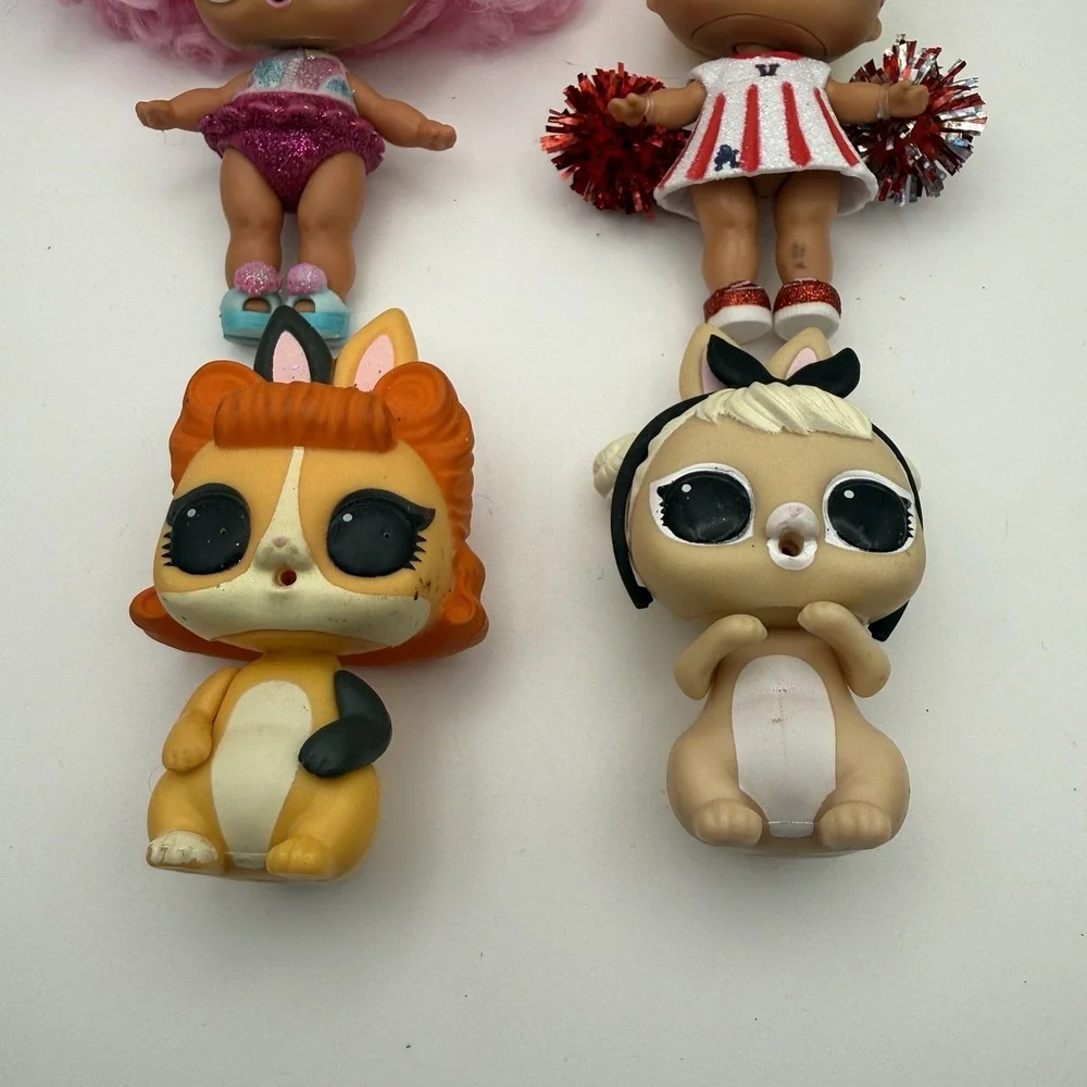 LOL Surprise dolls & Animals Lot of 4 with accessories. -‎ Cheer Pink Hair Bow